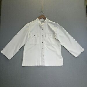 Koret Womens White Long Sleeve Metal Snap Shirt Size Large